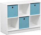 Furinno BASIC Book Shelf, 6-Cube Bookshelf with Open Shelf, 3 x 2 Bookcase with Storage Bins, Closed Back, Horizontal, 11.9 x