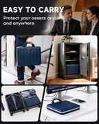 DOZAWA Fireproof Document Box, Hard Case Document Organizer with Lock, 13 Pockets Accordion File Folder with Reflective Strip