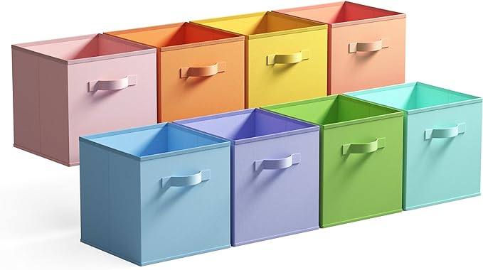 GRANNY SAYS 11 Inch Cube Storage Bins, Colorful Cube Storage Organizer, Fabric Storage Bins, Storage Cubes for Shelves, Close
