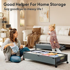Under Bed Storage Containers with Wheels 2 Pack Underbed Shoe Storage Bedroom Storage Bins Organizer Large Capacity Under Bed