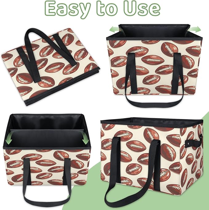 Reusable Grocery Bags Heavy Duty Shopping Bags Foldable Large Tote Bags with Long Handles & Hard Bottom