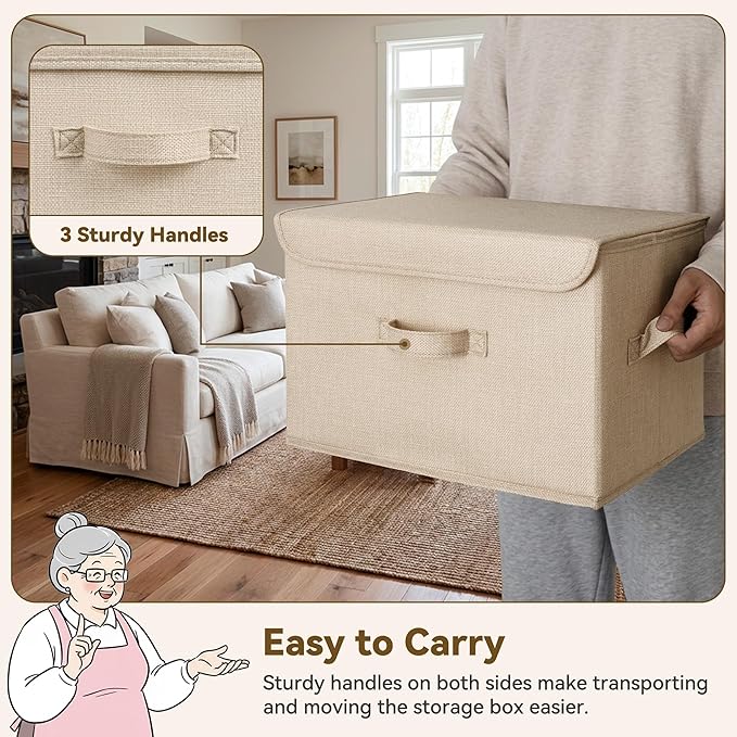 GRANNY SAYS Stoarge Basket with Lid, Decorative Storage Boxes, Closet Storage Bins for Clothes, Collapsible Stackable Organiz