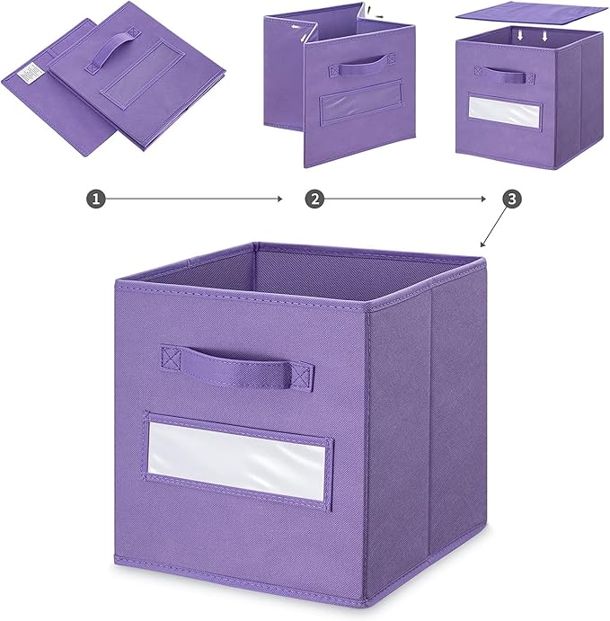 artsdi 13x13x13 storage cube bins (Set of 10) Fabric storage cubes with 10 Labels Window Cards & a Pen, storage cubes 13x13, 