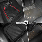 CAR PASS Heavy Duty Rubber Floor Mats for Car, Waterproof Liner Deep Dish Car Mats Full Sets, Universal Trim to Fit for SUV Truck Sedans Vans, All Weather Automotive Floor Mats 3pcs, Black Red