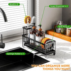 Cisily Sponge Holder for Kitchen Sink, Sink Caddy Organizer with High Brush Holder, Kitchen Countertop Organizers and Storage