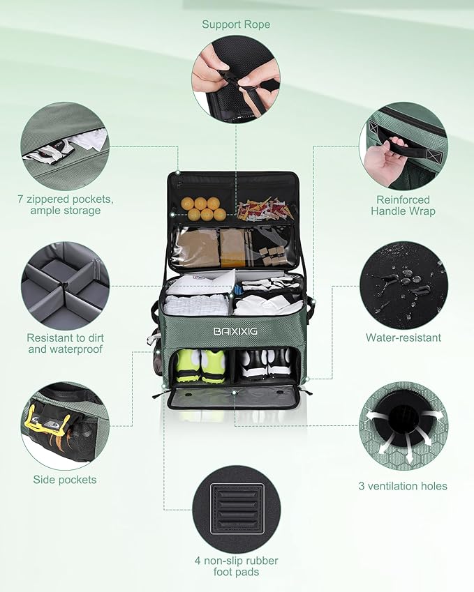 Golf Trunk Organizer, Waterproof Car Golf Locker with Separate Ventilated Compartment for 2 Pair Shoes, Golf Storage for Balls