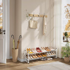 Tajsoon Expandable Shoe Rack for Closet 2 Tier, 28“-41“ Adjustable & Stackable Shoe Shelf Storage, Metal Shoe Rack Organizer 