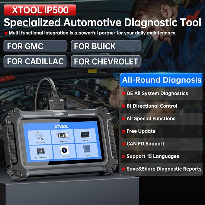 XTOOL IP500 for GM OBD2 Scanner, Bidirectional Scan Tool with Full Systems Diagnostic for Buick/Chevy/Cadillac/GMC, Diagnostic