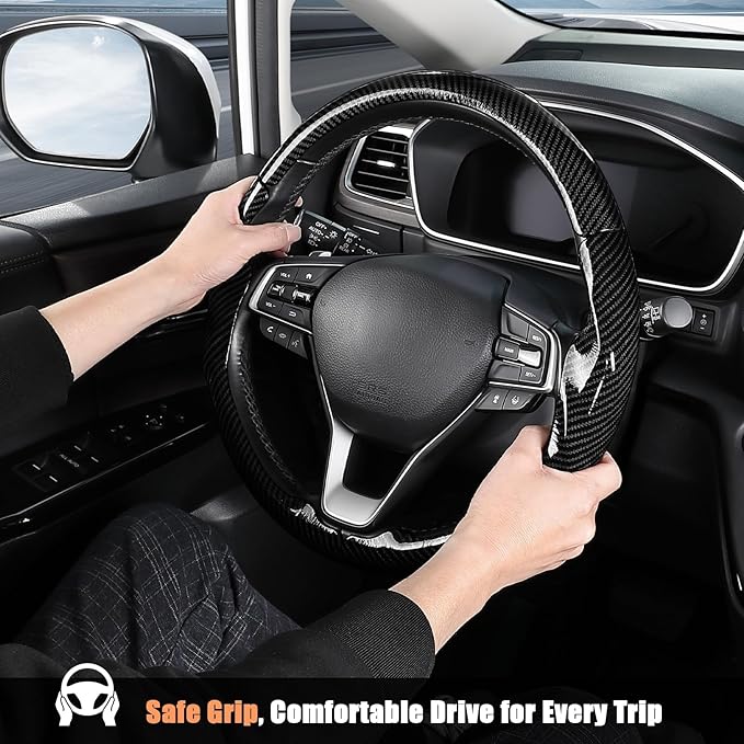 Aimato Customized Steering Wheel Cover for Honda Accord 2018-2022/Insight 2019-2022, Thin,Anti-Slip,Scratch-Resistant Exclusive Car Accessory for Honda, Bright Black
