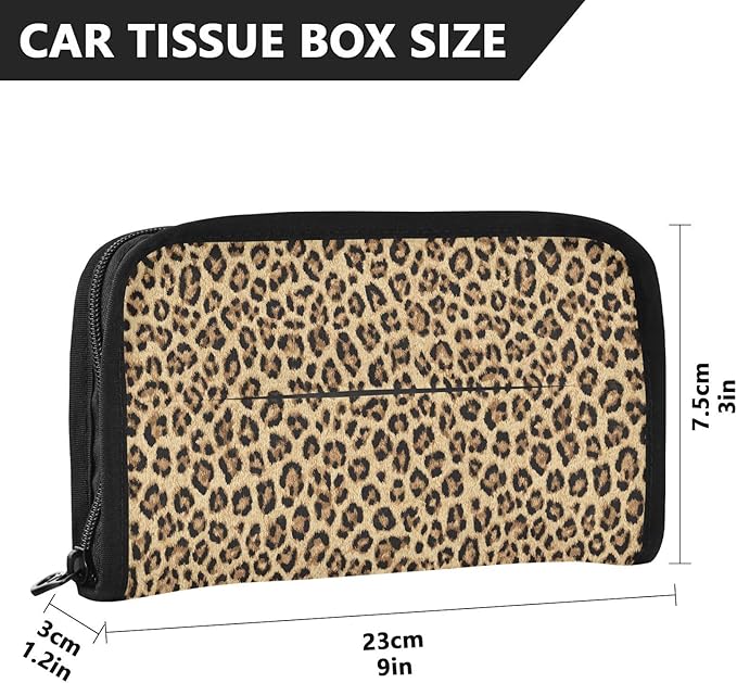 Car Tissue Holder Car Visor Organizer Tissue Box Holder for Car Sun Visor Organizer with Car Vehicle Accessories Essentials Interior for Women Men Classical Leopard Print