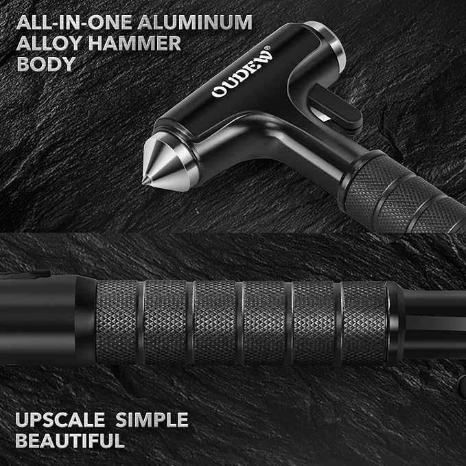 Car Safety Hammer, Car Glass Breaker with Seat Belt Cutter, Automotive Escape Tool with Lighting Function, Metal Window Break