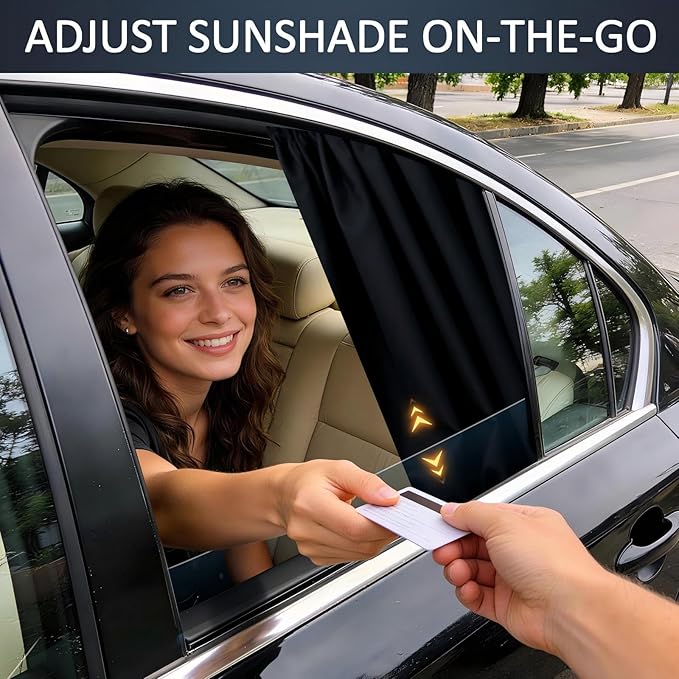 XCBYT Blackout Car Window Shades for Rear Side Windows, 2 Pack Magnetic Sun Shades for Baby Sleep, UV Protection & Heat Reduction, Back Seat Privacy Covers for Travel & Naps