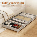 2Pack Under Bed Storage with Wheels,5.2"-6.5" Adjustable Height Underbed Storage,Low Profile Under Bed shoe Storage,Rolling U