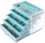 Frebeauty Extra Large Acrylic Jewelry Box for Women 5 Layers Clear Jewelry Organizer Velvet Earring Box with 5 Drawers Rings 