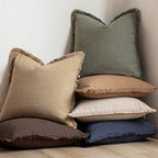 Foindtower Set of 2 Decorative Linen Fringe Throw Pillow Covers Boho Farmhouse Cushion Cover with Tassels Soft Accent Pillowc