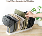 Mkono Hat Organizer for Baseball Caps, Hat Holder for 15 Baseball Caps, Tabletop Hat Rack Stand Storage Display Cap Organizer