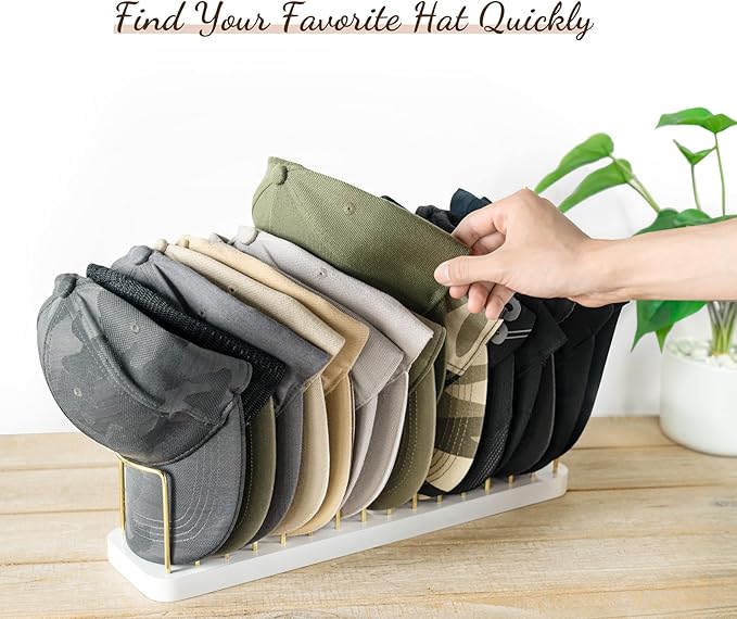 Mkono Hat Organizer for Baseball Caps, Hat Holder for 15 Baseball Caps, Tabletop Hat Rack Stand Storage Display Cap Organizer