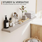 72 Inch Floating Shelves, 8 Inch Deep Floating Shelves for Wall, Hanging Shelf with Invisible Brackets, Deep Shelves for Bath