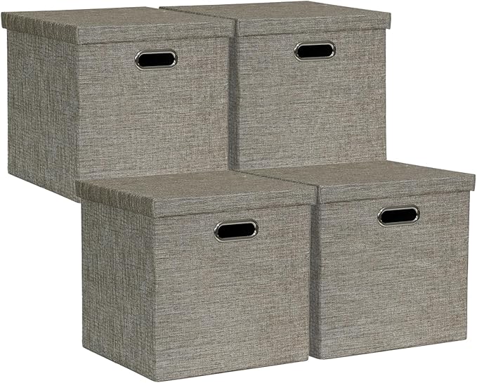 Posprica Storage Bins with Lids,13×13×13 Foldable Storage Cube Baskets Boxes Fabric Drawers for Closet Shelf Cabinet Bookcase