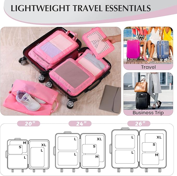 Ultralight Compression Packing Cubes for Suitcases Carry on，Compressible Mesh Packing Cubes for Travel Women Travel Essential