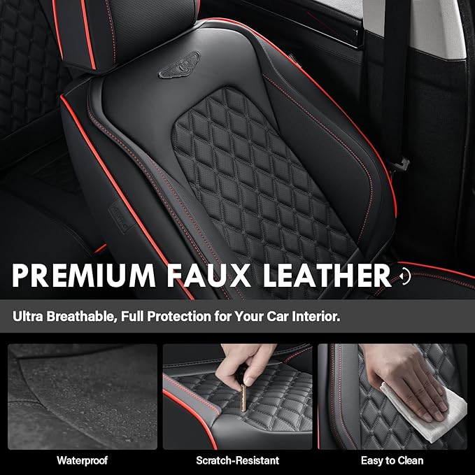Coverado Front Seat Covers, Wear-Resistant Stain-Proof Cushions, Universal Fit for Most Vehicles, Waterproof Car Seat Protect