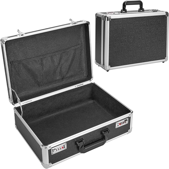 LOCKCURX File Organizer Storage Box - 16.9 x 12.2 x 6.3 Inch Large, Portable Locking Storage Totes with Dual Combination Lock