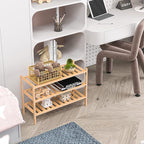 Dranixly Shoe Rack, 3-Tier Bamboo Stackable Shelf Storage Organizer, Stand for Closet, Entryway, Hallway, Bathroom and Living