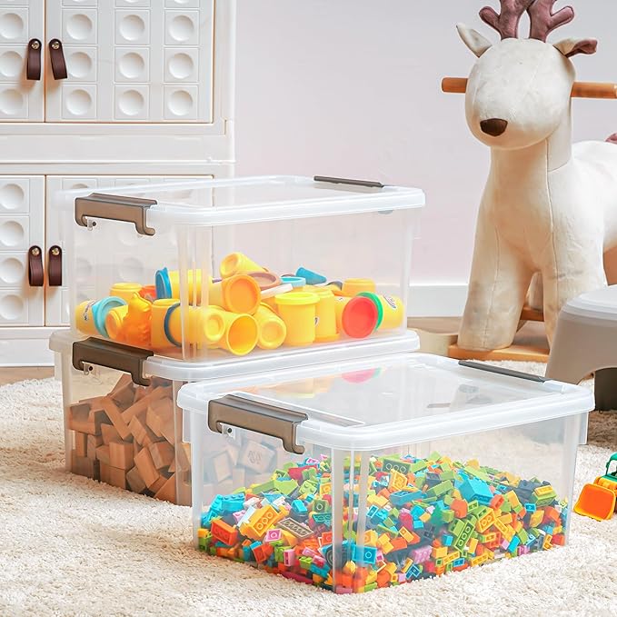 Citylife 17 QT Plastic Storage Box with Removable Tray Craft Organizers and Storage Clear Storage Container for Organizing Be