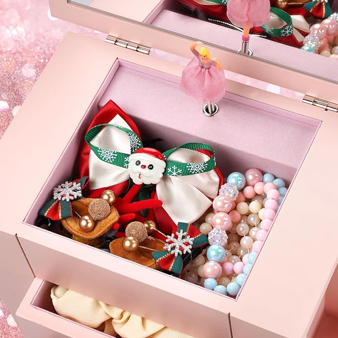 Emfogo Jewelry Box for Girls, Musical Jewelry Box with Spinning Dancer Gifts for Little Girls Christmas New Year Birthday Chi