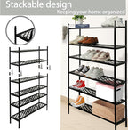 Shoe Rack, 4-Tier Long Shoe Rack, Stackable Shoe Storage Organizer Expandable Shoe Shelf Stand, Holds up to 25-30 Pairs of Sh
