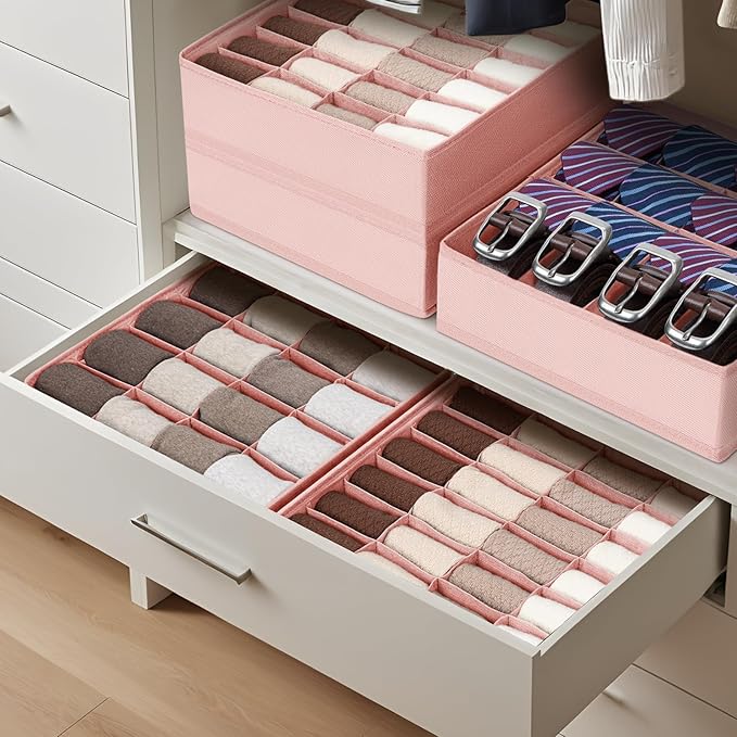 DIMJ Sock Organizer Drawer Organizer - Closet Organization and Storage, Underwear Drawer Organizer for Storing Socks, Handker