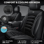 CAR PASS Comfortable 3D Foam Mesh Leather Car Seat Covers Full Sets, Air Cool Mesh Breathable Seat Covers for Car, Universal 