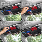 Car Sun Visor Multi-Pocket Organizer — Black (Universal Car/SUV/Truck Storage Pouch)