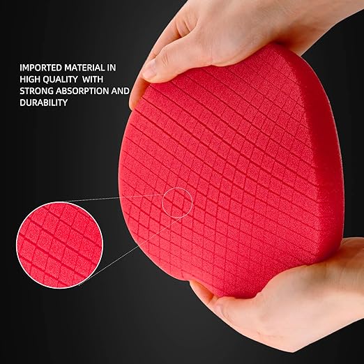 Red T10 Ultra-Fine Finishing Polishing Pad, SPTA 3Pcs 6.5 Inch Face for 6 Inch 150mm Backing Plate Compound Buffing Sponge Pads for Car Buffer Polisher Compounding, Polishing and Waxing -X00224R6B3