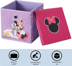 Idea Nuova Disney Minnie Mouse Collapsible Fabric Storage Cube,10” Organizer Bin with Lid for Bedroom, Playroom, and Closet