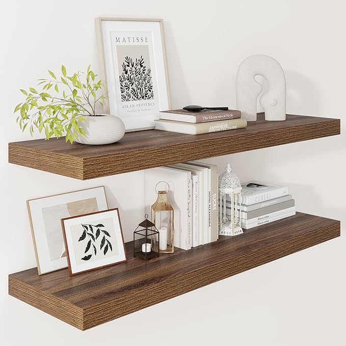 Vivelove Farmhouse Floating Shelves for Wall 12 Inch Deep, 36" X 12" X 2" Floating Shelf, 2 Inch Thick Shelf for Living Room 
