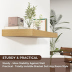 Floating Shelves for Wall, 40" W x 12" D x 2" H, 1 Pack of Long Wall Mounted Engineered Wood Shelves with Invisible Brackets 