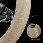 【2025 Model】 Breathable Soft Leather Car Steering Wheel Cover for Men Women, Non-Slip, Comfortable,Universal 15 inches Steeri