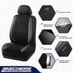 Skechers Air-Cooled Memory Foam Seat Cover, Mesh Thick Car Seat Covers,Piping Leather Car Seat Cover Full Sets,Airbag Compati
