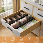 Bamboo Drawer Dividers,17-22" Adjustable Kitchen Drawer Organizer for Clothes,8 Pack Expandable Drawer Organization Separator
