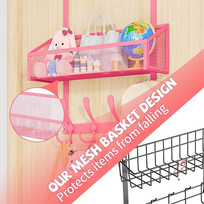 Kaiferty Over The Door Hooks Organizer, Coat Rack Over The Door Storage Hanger Towel Rack, Back of Door Storage Organizer for