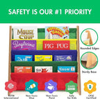 Humble Crew 4-Tier Kids Bookshelf, Natural Wood/Primary - Premium Book Shelf for Kids Rooms with Four Deep Pockets - Toddler 