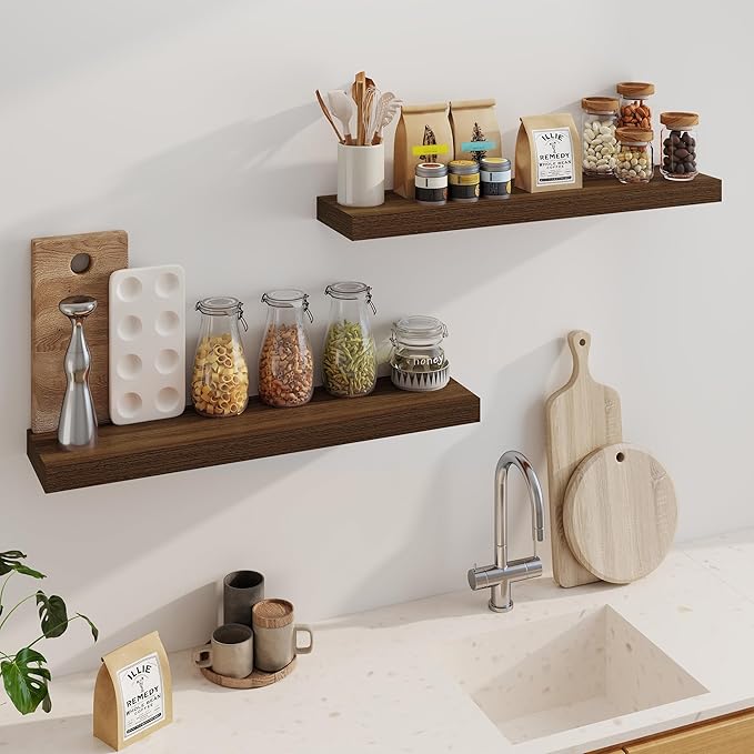 Fun Memories Floating Shelves for Wall, 36Inch Floating Shelves Set of 2, Hanging Shelf with Invisible Brackets, Bathroom She