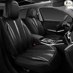 CAR PASS Carbon Fiber Nappa Leather Car Seat Covers Front Only Cushioned Leatherette 2 Piece Padded Waterproof Universal Fit 