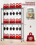 Sakugi Clothes Rack - 45.2" x 12.2" x 79.5" Clothing Rack with Shelves & Wheels, Multi-Functional Wardrobe Closet with Hooks,
