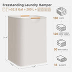 STORAGE MANIAC 2-Pack Large Laundry Hamper, 100L (26.4 Gal) Collapsible Laundry Basket with Bamboo Handles, Freestanding Wate