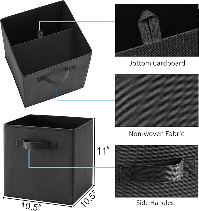 MAX Houser Fabric Cloth Storage Bins,Foldable Storage Cubes Organizer Baskets with Dual Handles for Home Bedroom Storage,Set 