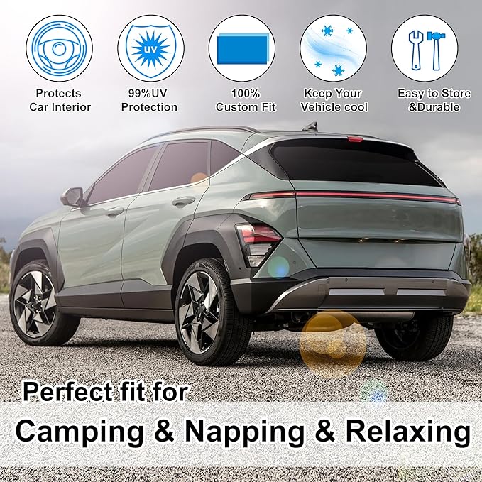 TINGLU Window Shades for Hyumdai Kona SE@SEL 2024-2026 Accessories Car Side Full Windows Rear Triangular Windshield Sun Shade Sun UV Rays & Privacy Protection for Camping 8PCS