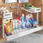 1 Pack-16"-26"W Expandable Under Sink Organizer With Upgrade Ball-Bearing Slide,2-Tier Pull Out Under Cabinet Organizer Heigh