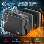 DocSafe Fireproof Document Box with Lock, Hard Case File Organizer with Accordion File Folder, Fireproof Water Resistant Safe
